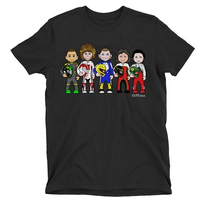 Kids Quality Cotton T-Shirt VIPwees Moto GP Legends Motorcycle Bike Caricature - Image 1 of 3