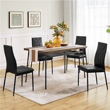 Dining Chairs Set of 4 Faux Leather Kitchen Chairs with Petal Accented Back