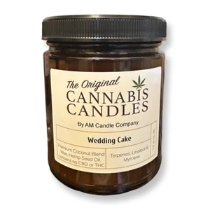 NEW KUSH CANNABIS CANDLE WEDDING CAKE Scented Candle Cannabis Flower - Picture 1 of 1