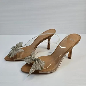 Novo Positano Camel Silver Bow Open Toe High Heels Size 9 - Fast Postage !! - Imagen 1 de 7