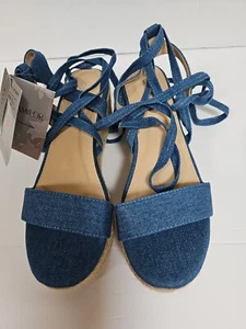 Samilor Denim Blue Sandals Size 8 - Picture 1 of 2