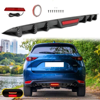 Divisor difusor parachoques trasero fibra carbono para Mazda CX-5 CX-3 con luz de freno LED Foto 1 de 4