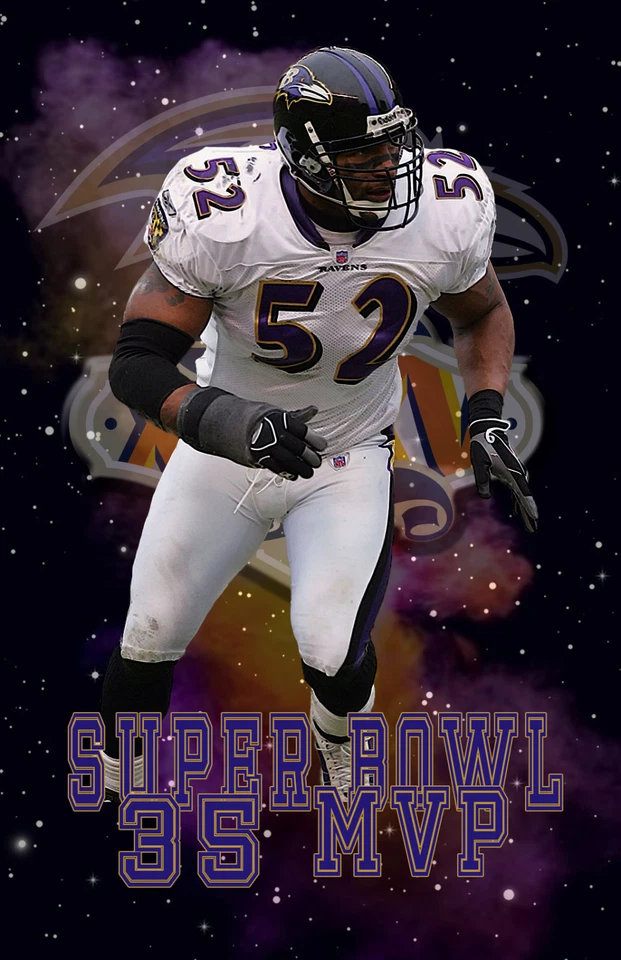Impresión litográfica de los Baltimore Ravens del Super Bowl de Ray Lewis 35 MVP 11 x 17 Foto 1 de 1