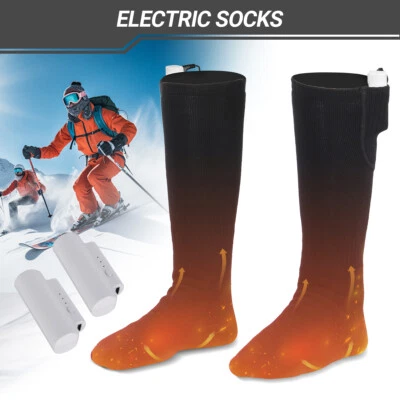 3.7V Electric Heated Socks Rechargeable Battery Men Women Foot Winter Warm Socks - Image 1 of 4
