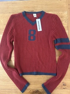 Urban Outfitters V Neck Sweater Dark Red And Navy Large - Picture 1 of 1