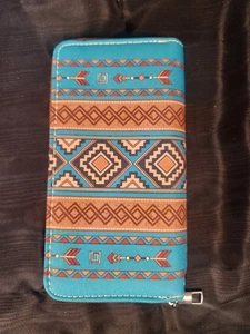 Southwestern Muster Damen Clutch Geldbörse umlaufender Reißverschluss - Bild 1 von 6