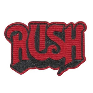 RUSH IRON ON PATCH 2.85" Banda de Rock Clásica Rojo Negro Aplique Bordado NUEVO - Imagen 1 de 2