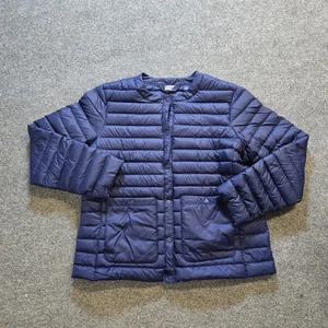 Lands End Jacket Womens Size Large Blue Puffer Down Filled Snap Pockets Casual - Picture 1 of 10