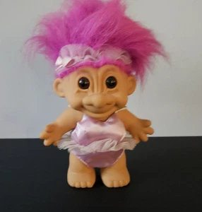 Russ 8 Zoll stehende Troll Puppe Ballerina rosa Haare abnehmbar rosa Outfit gebraucht - Bild 1 von 8