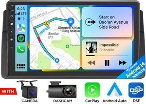DVR+CAM+ Android 14 9" Touchscreen Autoradio Navi CarPlay Bluetooth Für BMW E46 - Bild 1 von 22