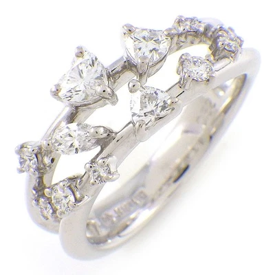 TASAKI Ring 2 Row Multi Cut Marquise Cut Heart Shape Diamond 750 White Gold US6 - Image 1 of 4