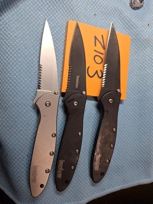 3 Kershaw leek   U.S.A.  COMBO   Flipper Knives     Camping    NICE     Loc Z103 - Image 1 of 4