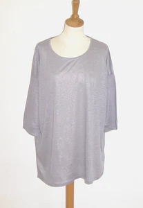 Damen-Shirt Gr. 48/50, Tchibo Helene Fischer  Kurzarm silbergrau, Glitzer Leinen - Bild 1 von 3