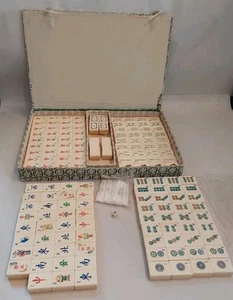 Set Mahjong Ma-Jong cinese vintage custodia originale-3 set piastrelle in plastica 146 pezzi - Foto 1 di 24