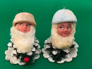2 decorazioni natalizie vintage PINECONE elfo pixies anni 50 - Foto 1 di 5