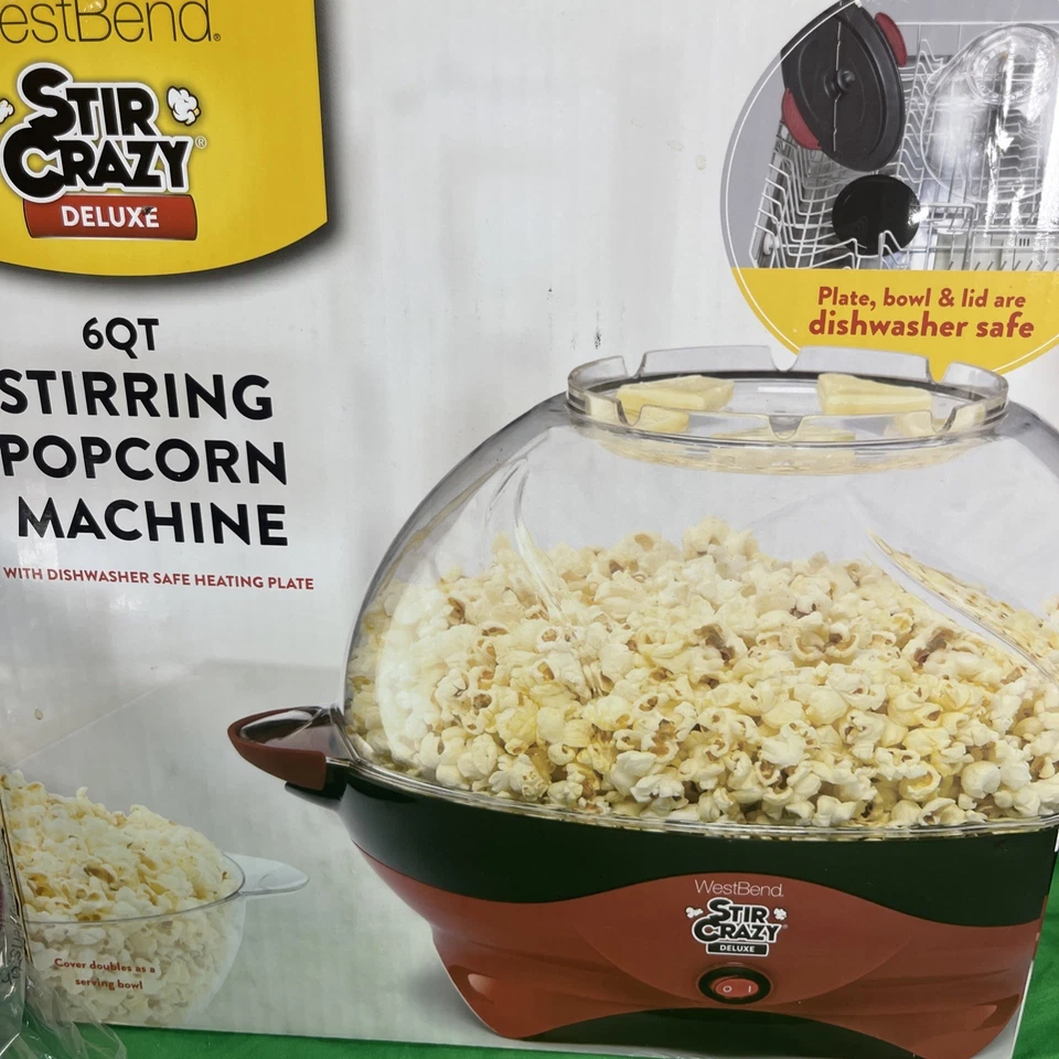 Электрический попкорн West Bend Stir Crazy Deluxe красный/черный No82310 протестирован  - Изображение 1 из 3
