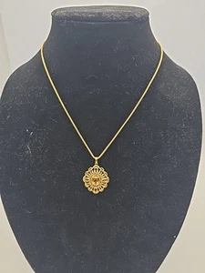 Halskette mit Anhänger Gold über Sterlingsilber und Citrin 18 Zoll - Bild 1 von 6