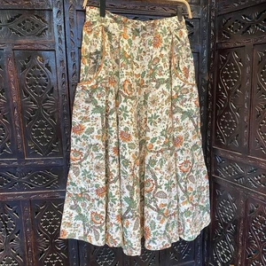 Gonna vintage fatta a mano cotone prateria floreale tono terra autunno boho cottagecore taglia S - Foto 1 di 10