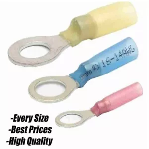 AWG Heat Shrink Ring Terminals 22-10 Wire Crimp Connectors Waterproof - Picture 1 of 13