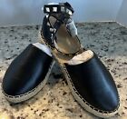 Truffle Collection Studded Ankle Strap Espadrilles Shoes Us 7 Uk 5 Black New