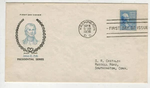 1938 PRESIDENTIAL SERIES FDC FIDELITY WREATH CACHET 816-4 JAMES K POLK - Picture 1 of 1