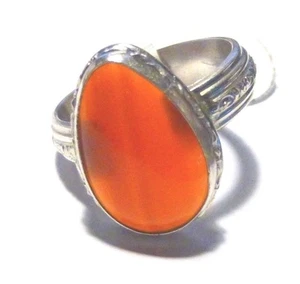 Carnelian Large Teardrop Ring 925 Sterling Silver Size 6 Handmade by SmithSilver - Picture 1 of 5