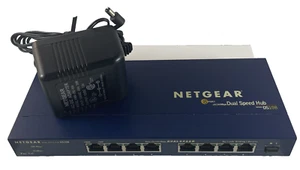 NetGear Dual Speed 10/100Mbps Fast Ethernet Hub 8-portowy DS108 z zasilaczem sieciowym - Zdjęcie 1 z 8