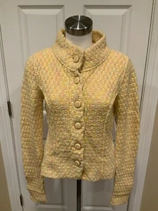 Sleeping on Snow Yellow, Orange & Green Chunky Knit Button-Up Cardigan, Size M - Picture 1 of 9