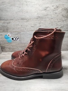 Asos Zapatos Botas Cuero Marrón Con Cordones Punta de Ala Puntera Almendra Para Hombres 6-M - Imagen 1 de 11