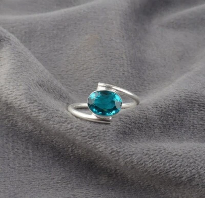 Apatite Gemstone 925 Sterling Silver Ring Handmade Jewelry Gift For Women - Image 1 of 3