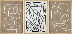 Line Drawing Wall Art Set of 3 Abstract Minimalist Mid- Century Modern - Picture 1 of 5
