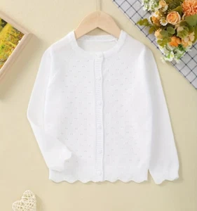 2025 NEW Thin Cutout Long Sleeve Boutique Girls jacket Cardigan Sweater - Picture 1 of 10