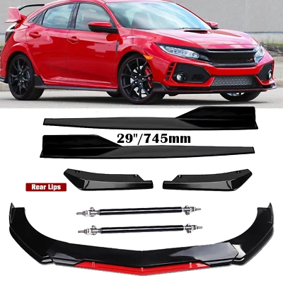 Front Rear Bumper Lip Spoiler Splitter Gloss Black For Honda Insight Red - Изображение 1 из 4