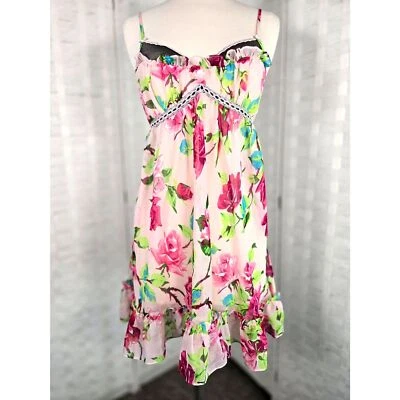 Винтажная кукла Betsey Johnson Y2K с розовым цветочным рисунком и черной ночной сорочкой размер M - Изображение 1 из 2