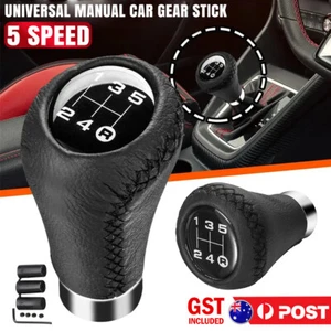 AU Leather 5 Speed Manual Car Gear Stick Shift Knob Shifter Lever Universal - Picture 1 of 9