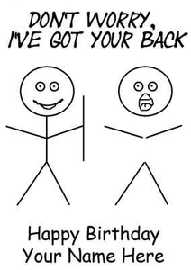 Tarjeta de felicitación de feliz cumpleaños personalizada Got Your Back friend Humour A5 PIDH7 - Imagen 1 de 1