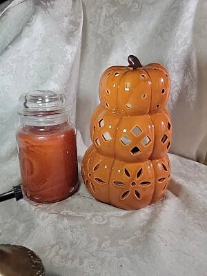 Porta tarros grande Yankee Candle triple perforado calabaza - Nuevo con etiquetas Foto 1 de 4