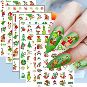 6 Blatt/Set The Grinch Weihnachten Weihnachten Cartoon Nagelverbesserung Aufkleber - Bild 1 von 7
