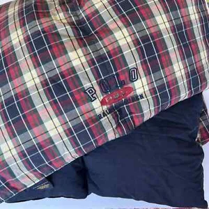 Polo Ralph Lauren Home Navy Red Plaid Down Fill Comforter Preppy Logo 84”x88” - Picture 1 of 8