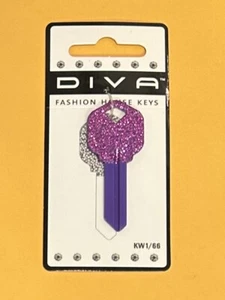 DIVA FASHION DOPPELSEITIGER ROSA LILA FUCHSIA GLITZER BLING ROHLING UNGESCHNITTEN SCHLÜSSEL - Bild 1 von 3