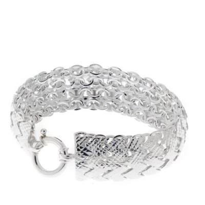8" Diamond Cut Chevron Style Bracelet Real 925 Sterling Silver Style HSN - Image 1 of 3