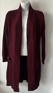Cielo California Long Sleeve Pockets Open Stretchy Maroon Long Cardigan Sz M - Picture 1 of 6