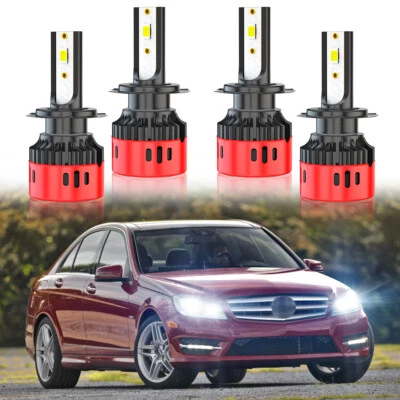 4* Подходит для Mercedes Benz C300 C350 2008 2009 2010 H7 + H7 светодиодная фара дальнего ближнего света - Изображение 1 из 4