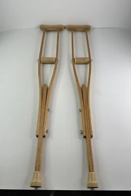 Vintage Wooden Crutches - Up to 350 Pounds - Image 1 of 4