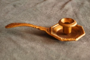 Solid Brass Candle Stick Holder with Drip catch Saucer Night Light 3.5" saucer - Picture 1 of 4