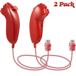 2 Pack Video Game Nunchuck Controllers For NIntendo Wii Wii U Remote Console - Picture 1 of 25