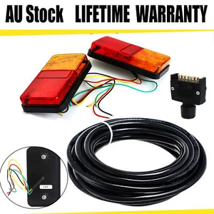 LED Trailer Tail Light Kits with Pair Plug 8m 5 Core Wire Caravan Ute 7 Pin Flat - Picture 1 of 15