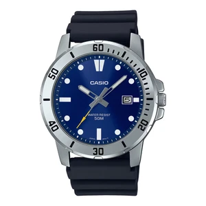 Casio MTPVD01-2EV, 45MM Case, Blue Dial, Black Resin Band, Date, 50 Meter WR - Picture 1 of 2