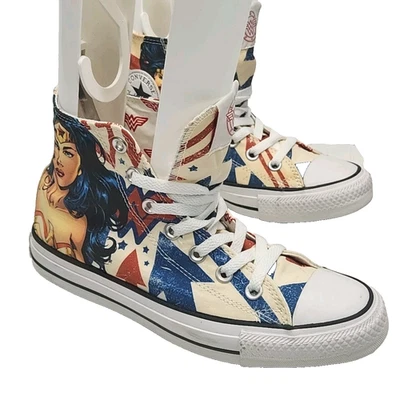 Converse Chuck Taylor Hi Top Shoe Sneaker Wonder Woman DC Comics All Star Size 7 - Image 1 of 4