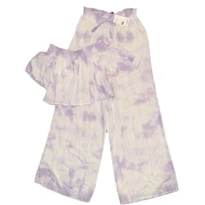 NUEVO CON ETIQUETAS KIWI + & PUNCH Anthropologie Tie Dye VISTA Púrpura Top Corto y Pantalones NUEVO PEQUEÑO - Imagen 1 de 8
